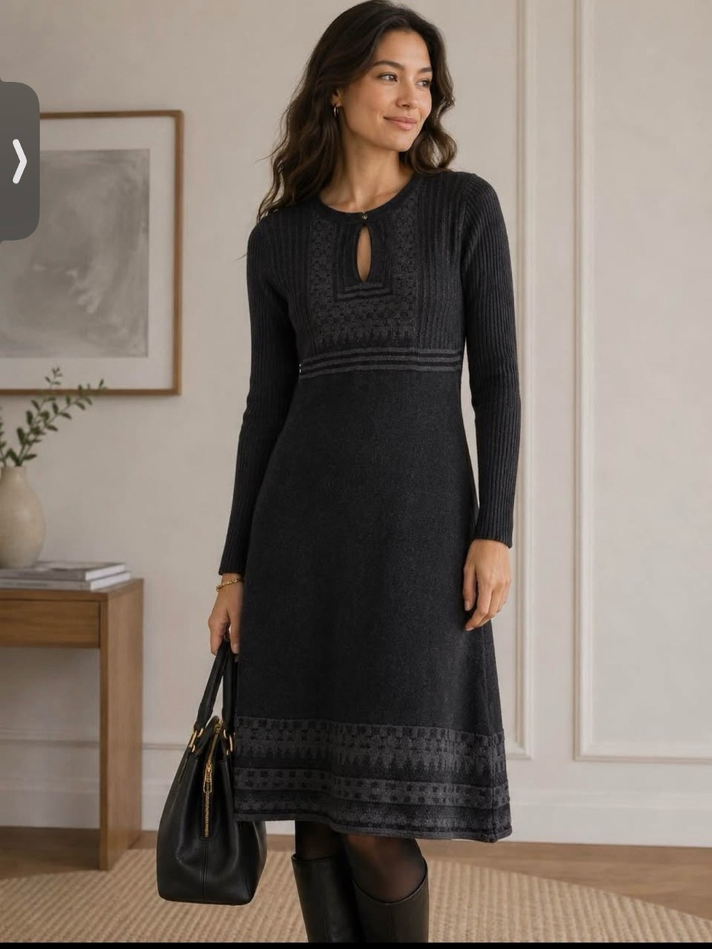 Max Studio long sleeve sweater dress with crew neck